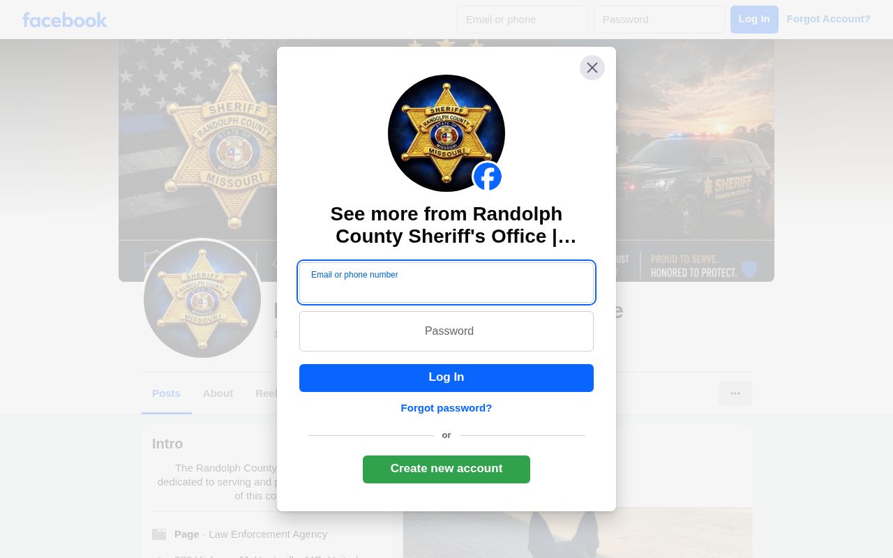 Randolph County sheriff official social arrest update channel