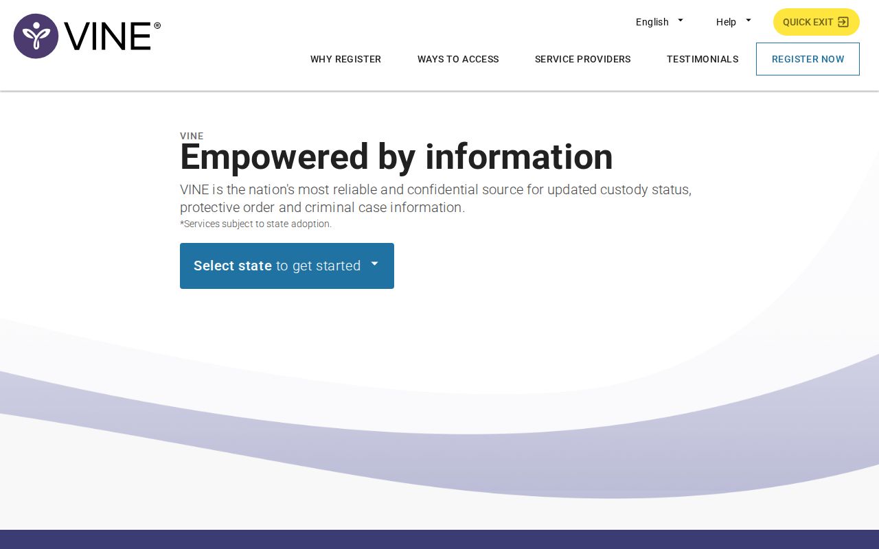 Randolph County VINELink check through the Missouri state landing page